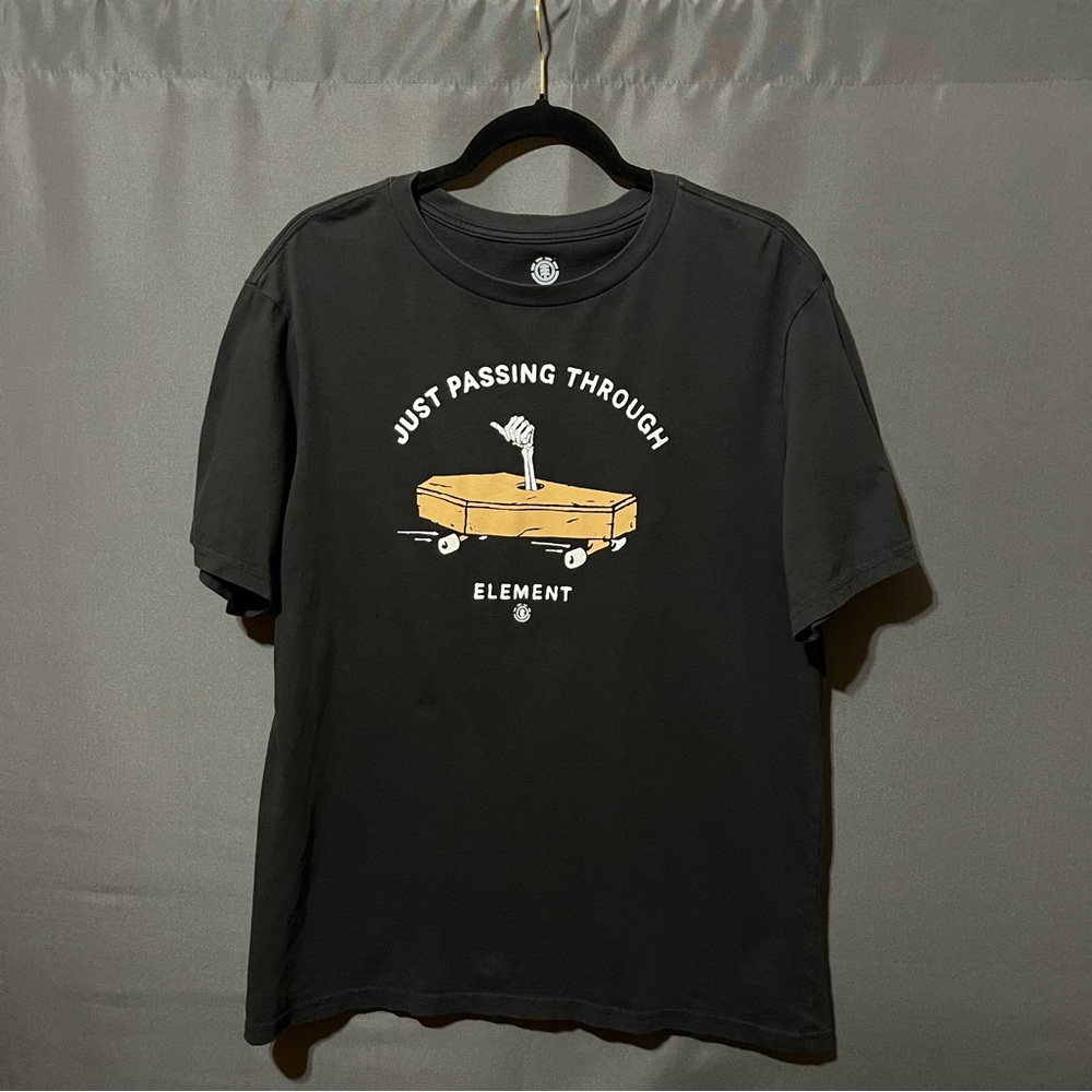 Element Skateboards T-Shirt Large Black Just Passing Through Coffin Skater Tee L
